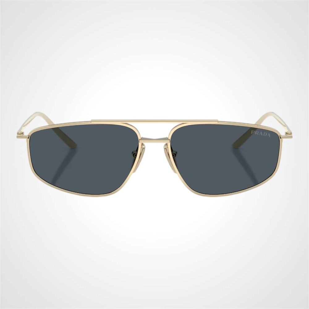 New PRADA Sunglasses Gold Metal Pillow Square Grey Lens 58-15-145mm - Picture 2 of 6